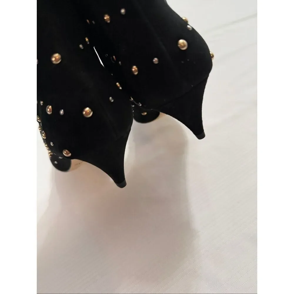 Kate Spade Starr Studded Beaded Black Ankle Boots Booties Women's Size 5 M